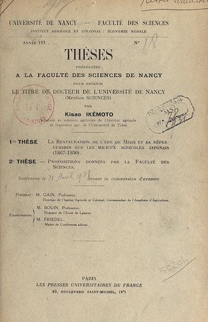 Download the eBook: La restauration de l'ère de Meiji et sa répercussion sur les milieux agricoles japonais (1867-1930)