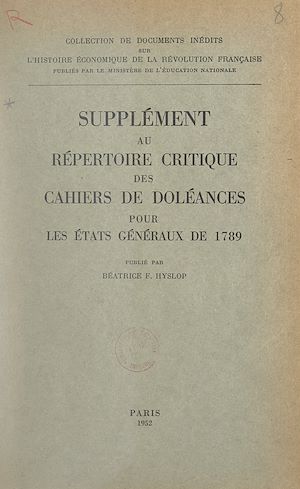 Download the eBook: Supplément au Répertoire critique des cahiers de doléances pour les États généraux de 1789