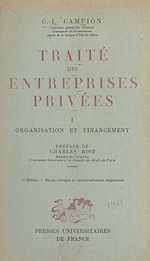 Télécharger le livre :  Traité des entreprises privées (1). Organisation et financement