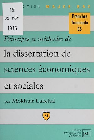 Téléchargez le livre :  Principes et méthodes de la dissertation de sciences économiques et sociales