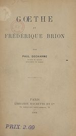 Download this eBook Gœthe et Frédérique Brion