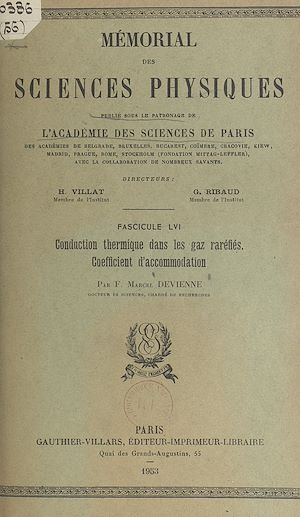 Téléchargez le livre :  Conduction thermique dans les gaz raréfiés, coefficient d'accommodation