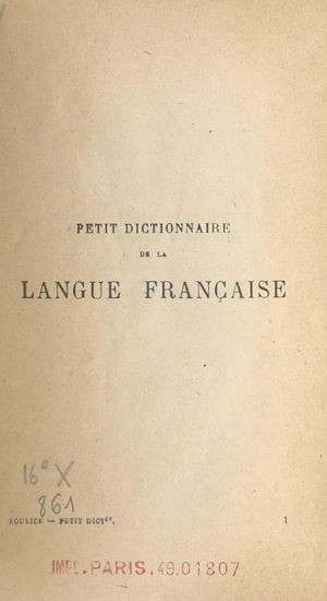 Download the eBook: Petit dictionnaire de la langue française