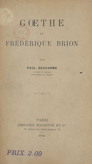 Download the eBook: Gœthe et Frédérique Brion