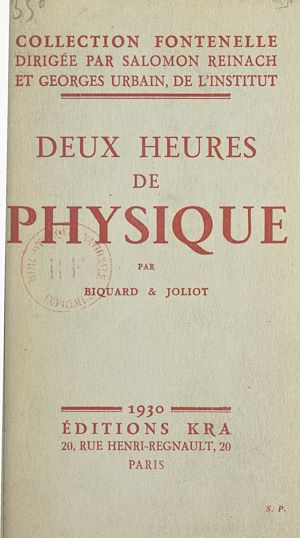 Téléchargez le livre :  Deux heures de physique