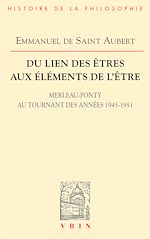 Télécharger le livre :  Du lien des êtres aux éléments de l'être