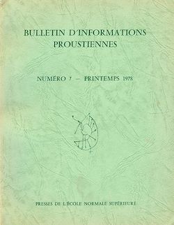 Télécharger le livre :  Bulletin d'informations proustiennes n° 7