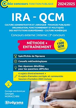Télécharger le livre :  IRA-QCM - Méthode + Entraînement - Catégorie A - Concours 2024-2025