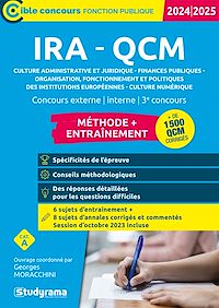 Téléchargez le livre :  IRA-QCM - Méthode + Entraînement - Catégorie A - Concours 2024-2025