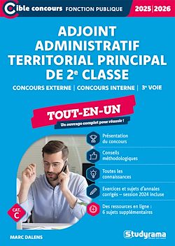 Télécharger le livre :  Adjoint administratif territorial principal de 2e classe - Tout-en-un - Catégorie C - Concours 2025-2026