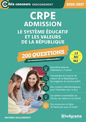 Téléchargez le livre :  CRPE - Admission - Le système éducatif et les valeurs de la République : 200 questions - Concours 2026-2027