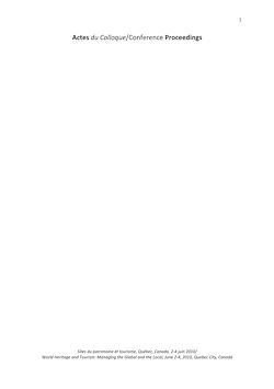 Télécharger le livre :  Actes du colloque Sites du patrimoine et tourisme