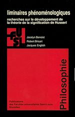 Télécharger le livre :  Liminaires phénoménologiques