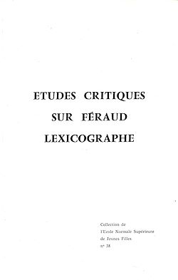 Télécharger le livre :  Études critiques sur Féraud lexicographe