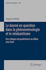 Télécharger le livre :  Le donné en question dans la phénoménologie et le néokantisme