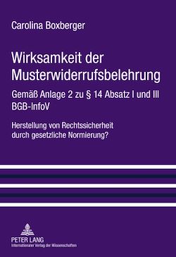 Télécharger le livre :  Wirksamkeit der Musterwiderrufsbelehrung