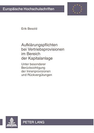 Téléchargez le livre :  Aufklaerungspflichten bei Vertriebsprovisionen im Bereich der Kapitalanlage