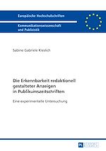 Download this eBook Die Erkennbarkeit redaktionell gestalteter Anzeigen in Publikumszeitschriften