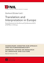 Télécharger le livre :  Translation and Interpretation in Europe