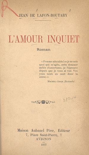 Téléchargez le livre :  L'amour inquiet