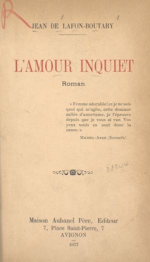 Téléchargez le livre :  L'amour inquiet