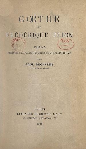 Download the eBook: Gœthe et Frédérique Brion
