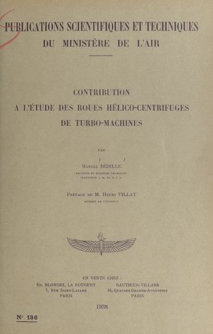 Téléchargez le livre :  Contribution à l'étude des roues hélico-centrifuges de turbo-machines