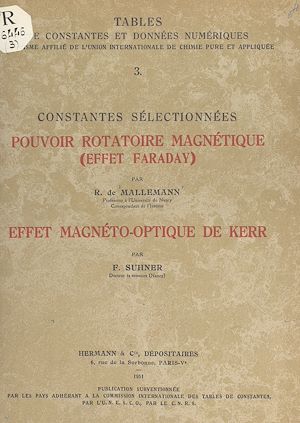 Téléchargez le livre :  Constantes sélectionnées : Pouvoir rotatoire magnétique (effet Faraday)
