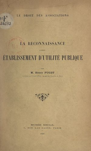 Download the eBook: Le droit des associations. La reconnaissance comme établissement d'utilité publique