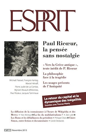 Téléchargez le livre :  Esprit novembre 2013 - Paul Ricoeur, la pensée sans nostalgie