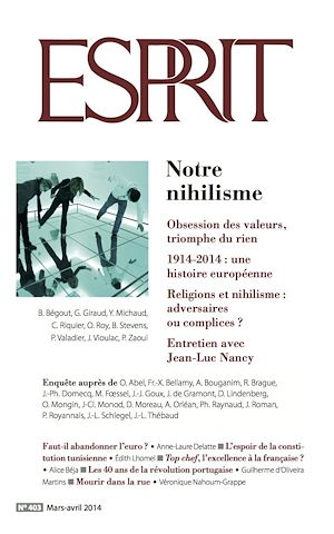 Téléchargez le livre :  Esprit mars-avril 2014 - Notre nihilisme